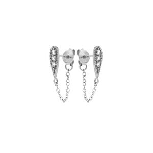 *NEW Drop Chain Earrings‎ White Gold Filled 11.4 mm